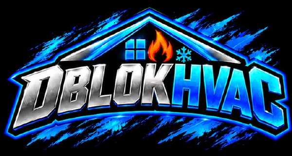 Dblok HVAC logo with heating flame and cooling snowflake